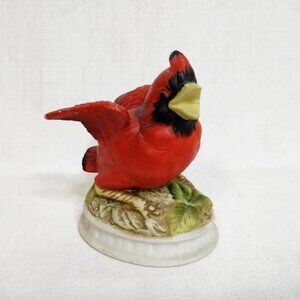 Vintage Lefton Red Cardinal Bird Hand Painted Porcelain Figurine KW1637 Hazel D.